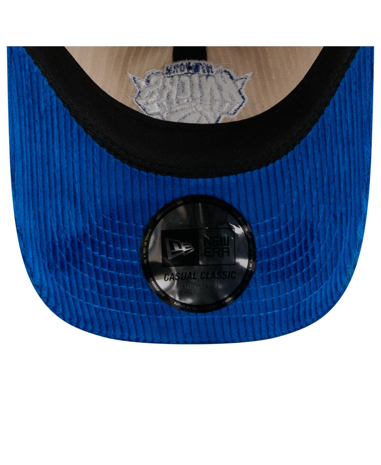 Мужская кепка New Era Cream/Blue New York Knicks Tonal Corduroy Casual Classic Adjustable Hat — фото 5