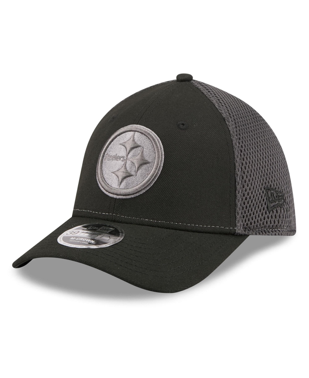 New Era Men's Black Pittsburgh Steelers Neo Mesh 39THIRTY M-Crown Stretch Hat