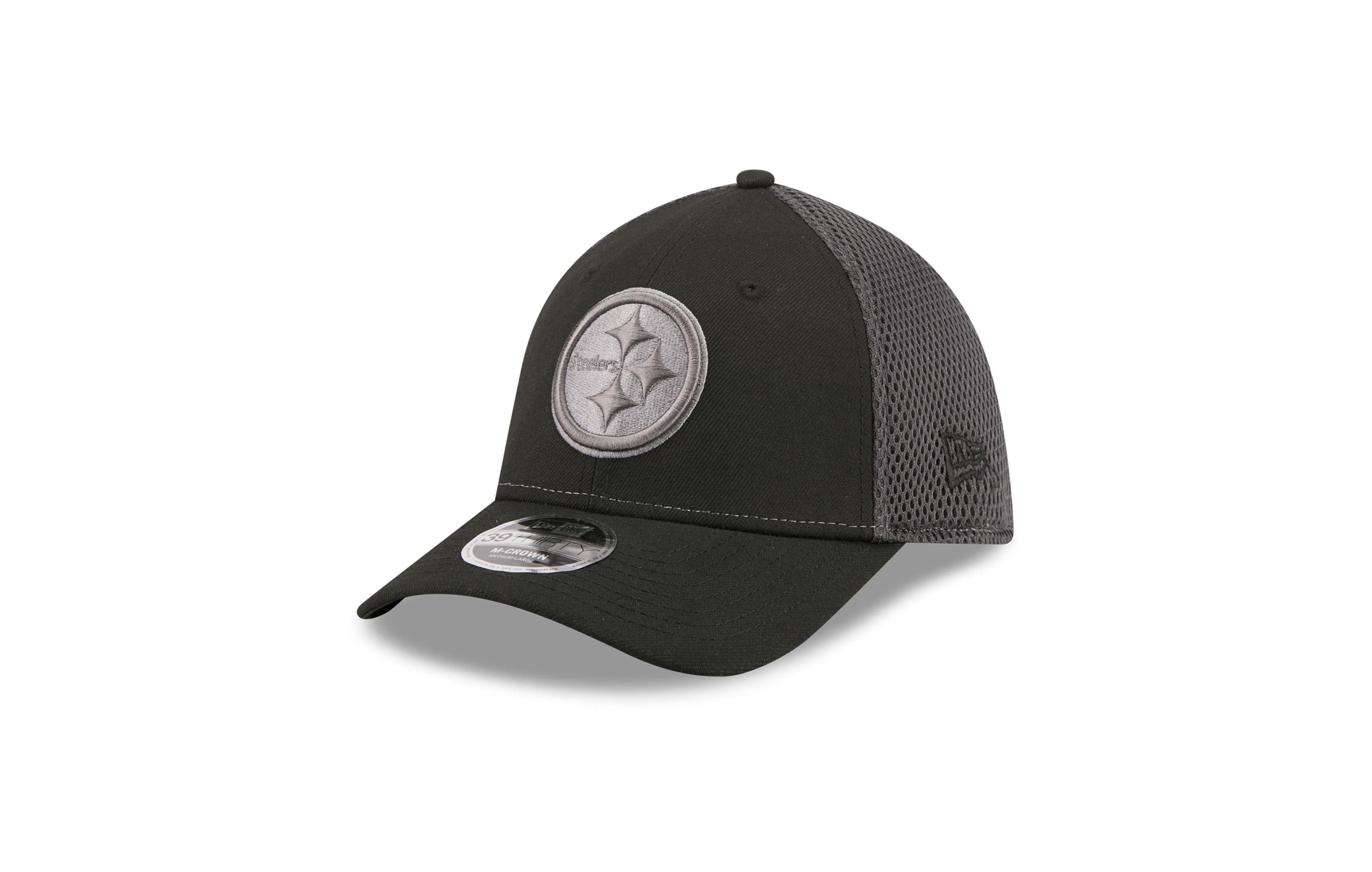 New Era Men's Black Pittsburgh Steelers Neo Mesh 39THIRTY M-Crown Stretch Hat