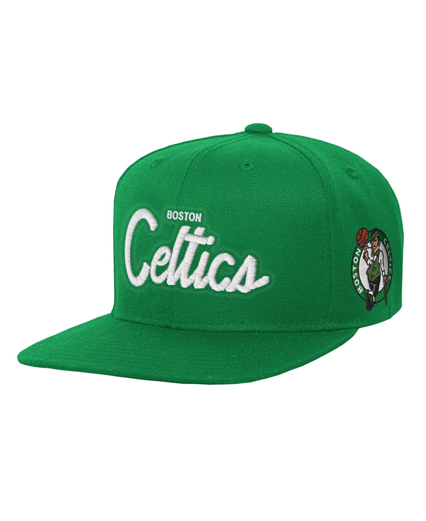 Детская кепка Mitchell & Ness Kelly Green Boston Celtics Head Coach Flat Brim Snapback Hat — фото 1