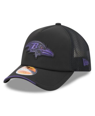Big Boys' and Girls' Black Baltimore Ravens 2026 Sideline Apex 9FORTY Adjustable Trucker Hat
