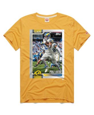 Men's and Women's Puka Nacua Gold Los Angeles Rams NFL Topps Trading Card Tri-Blend T-Shirt