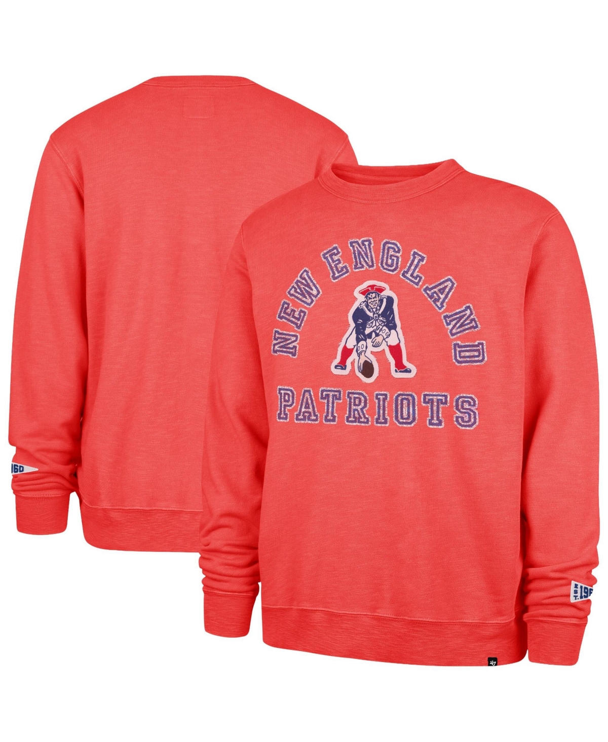'47 Brand Men's Red New England Patriots Calderwood Well Worn French Terry Sweatshirt