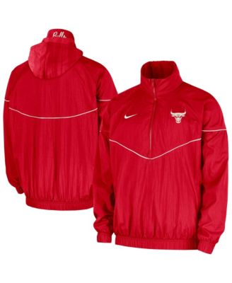 Men's Red Chicago Bulls Courtside Windrunner Woven Half-Zip Hooded Jacket