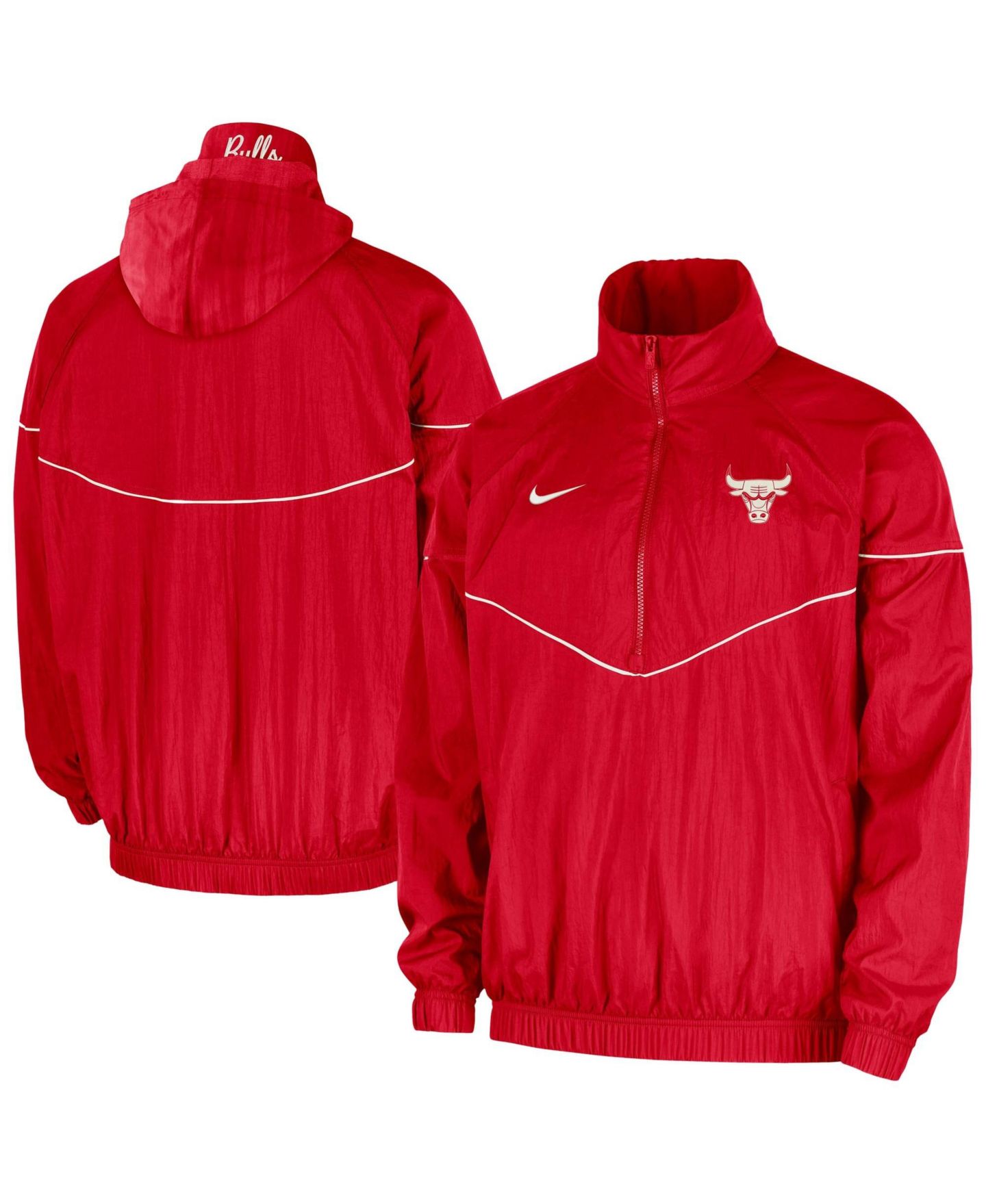 Мужская куртка Nike Red Chicago Bulls Courtside Windrunner Woven Half-Zip Hooded — фото 1