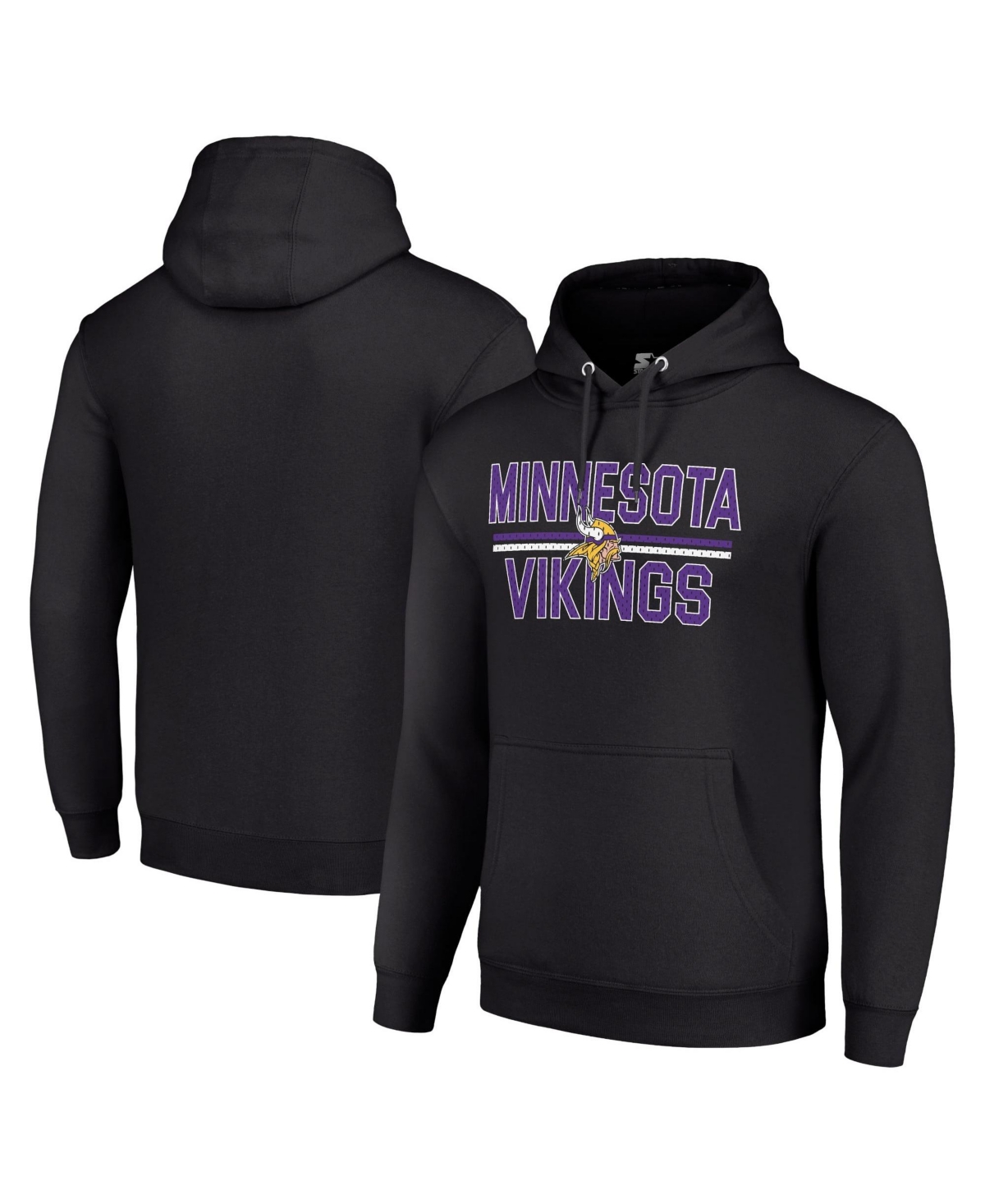 Starter Men's and Women's Black Minnesota Vikings Team Mesh Print Graphic Tri-Blend Pullover Hoodie
