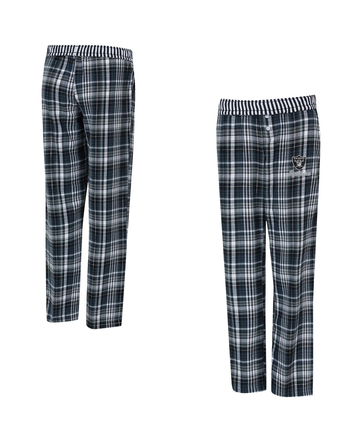 Concepts Sport Women's Black Las Vegas Raiders Laney Plaid Tri-Blend Pants - Black, Gray