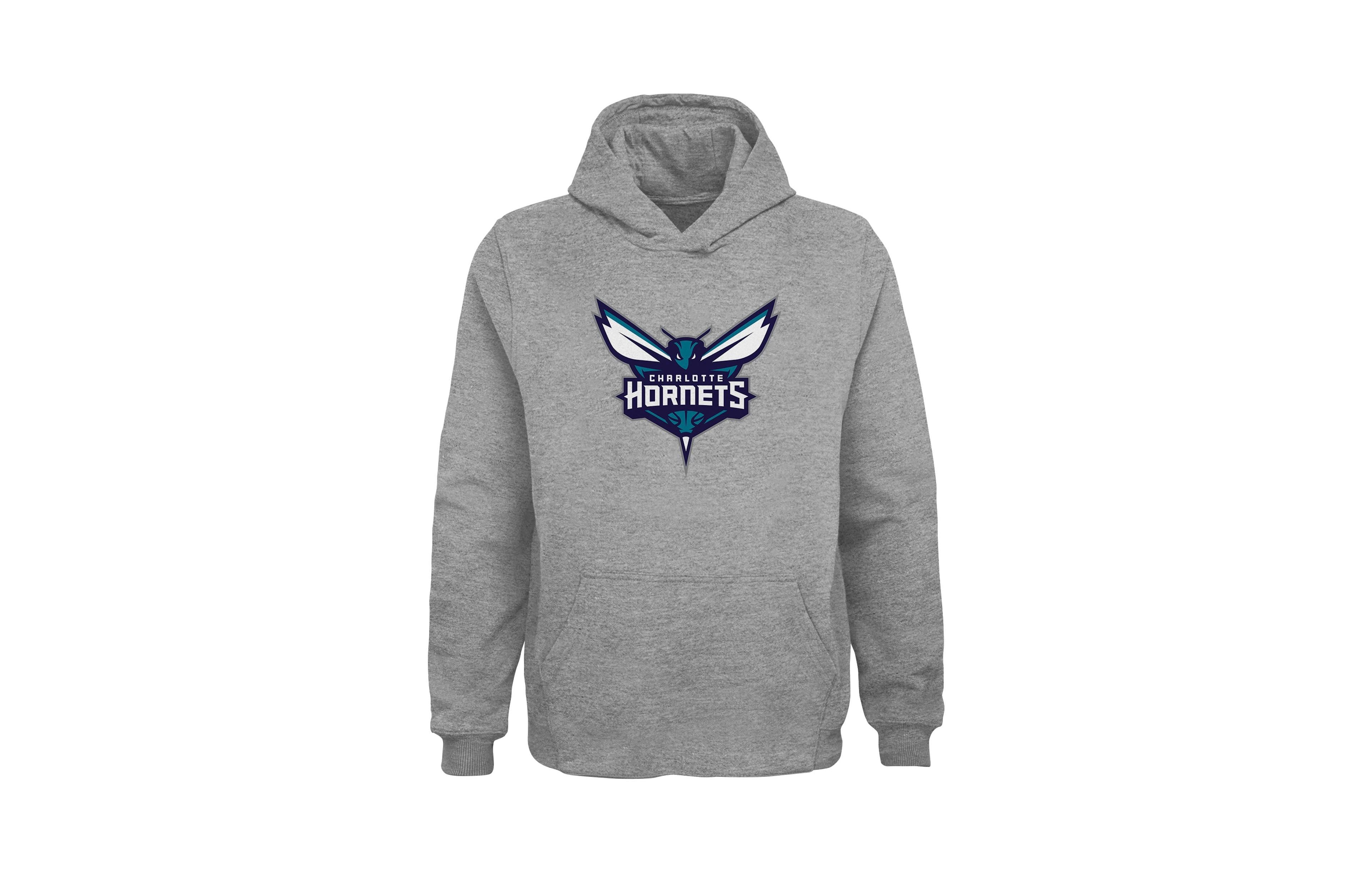 Outerstuff Big Boys' and Girls' Gray Charlotte Hornets Primary Logo Pullover Hoodie