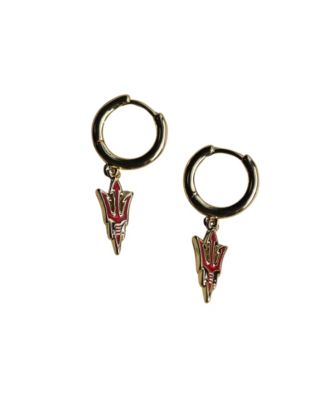 Women's Arizona State University Gold-Plated Brass Enamel Pitchfork Huggie Earrings