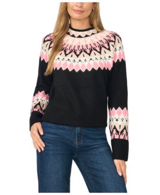 Women's Fair Isle Long Sleeve Mock Neck Sweater