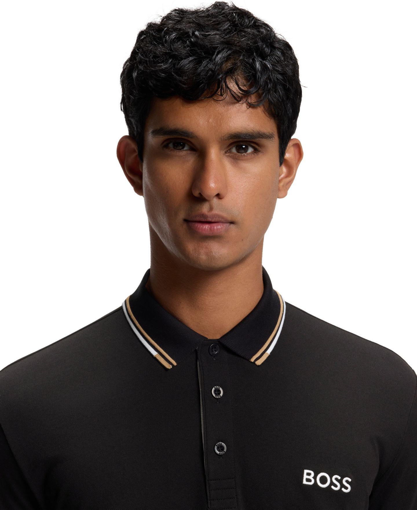 Мужское поло Hugo Boss Contrast Logo Cotton-Blend Polo Shirt, цвет: Чёрный — фото 7