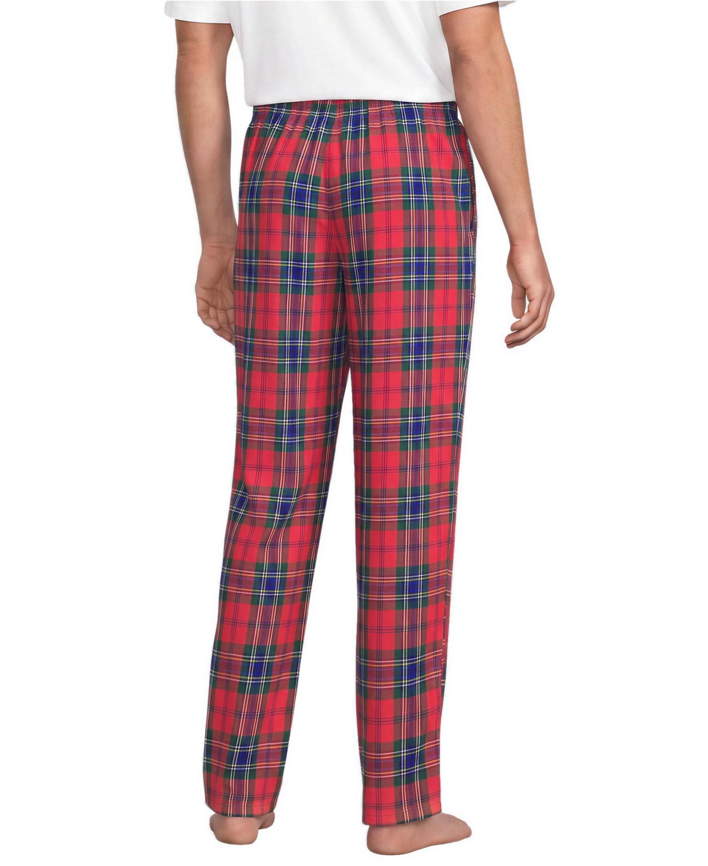 Пижамные брюки Relaxed-Fit для мужчин, фланель — Lands' End, цвет: Красный / Сосновый клетчатый — фото 2