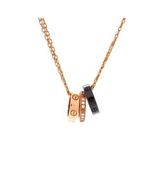 Love 3 Ring Diamond Pendant (0.08 ct.) in 18K Rose Gold