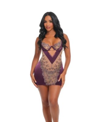 Women's Loretta Sheer Embroidered Babydoll Dress Set