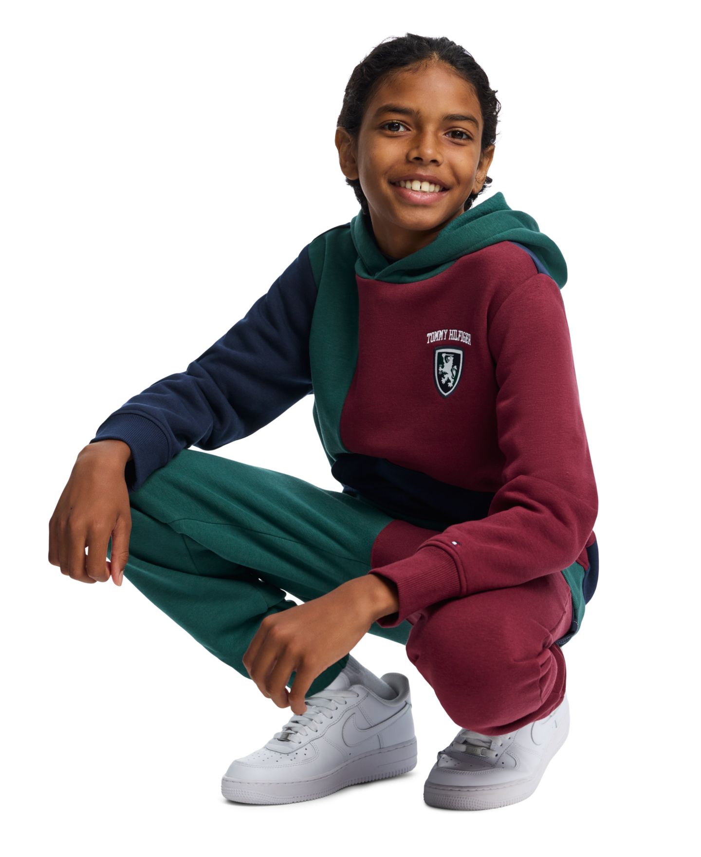 Худи Tommy Hilfiger Griffin Badge Colorblock Kangaroo Pocket Pullover для мальчиков, цвет: June Bug — фото 2