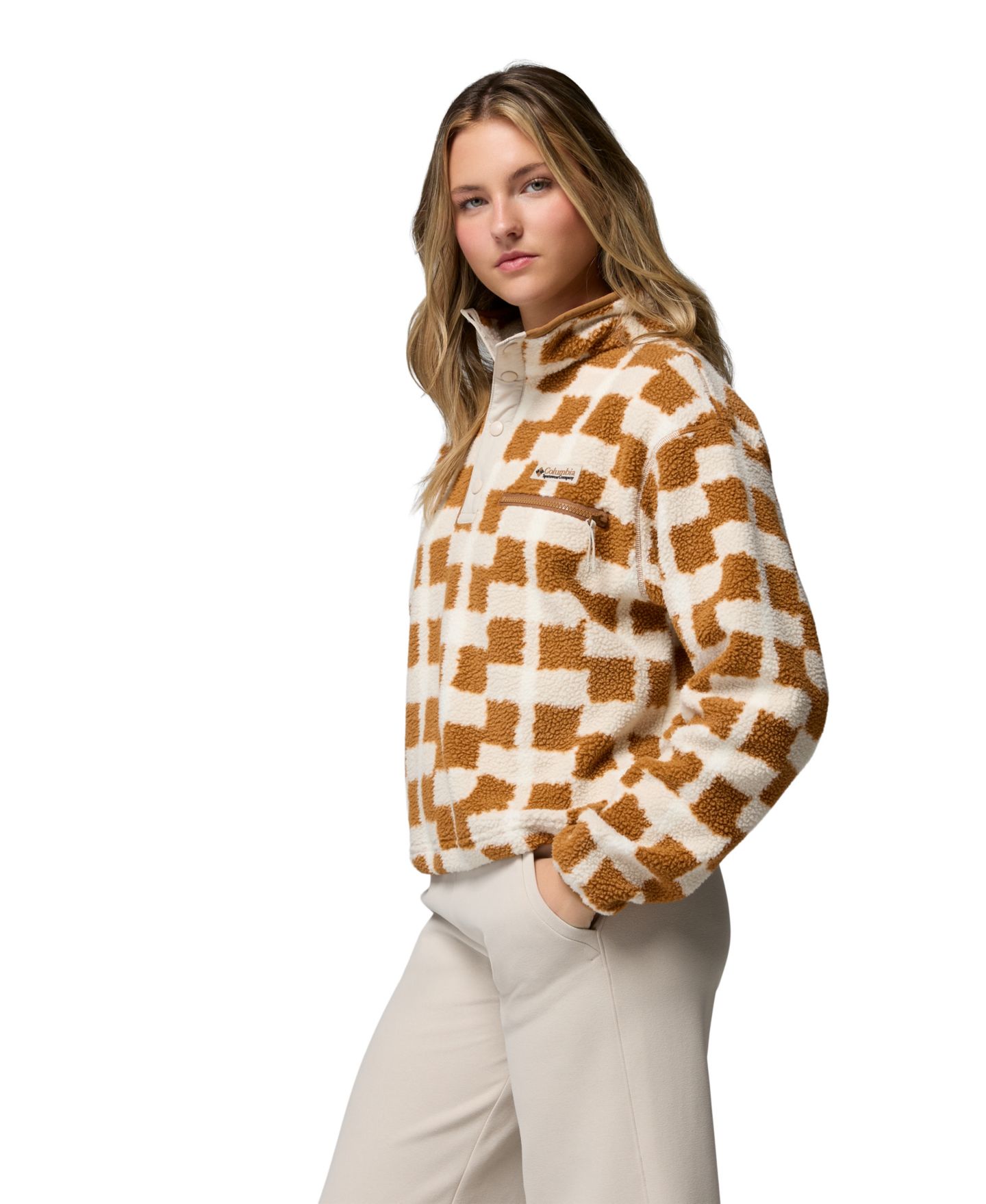 Женский топ Columbia Helvetia™ II Printed Cropped Half-Snap Fleece, цвет: Чёрный — фото 13