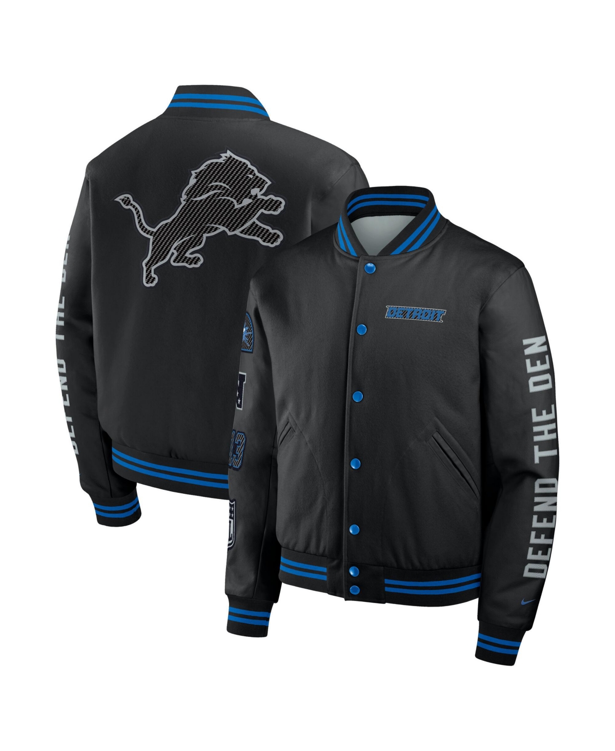 Nike Men's Black/ Silver Detroit Lions 2026 Rivalries Collection Varsity Jacket