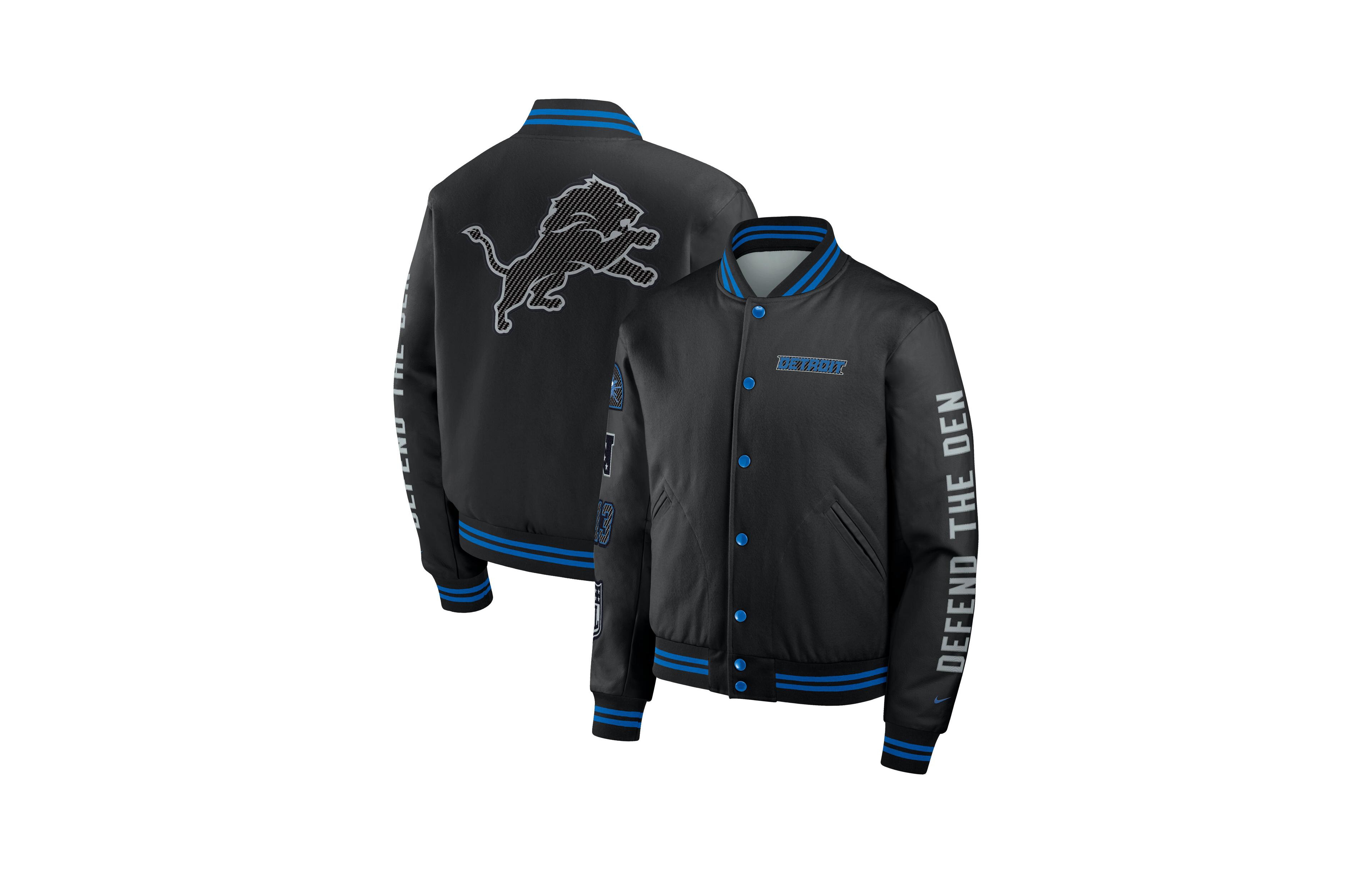 Nike Men's Black/ Silver Detroit Lions 2026 Rivalries Collection Varsity Jacket