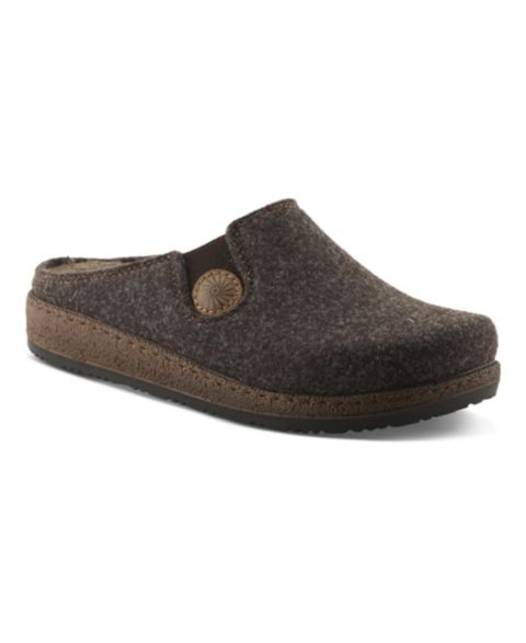 Женские сандалии Flexus Cozily with Faux Fur Padded Lining Slide Clog, цвет: Тёмный коричневый