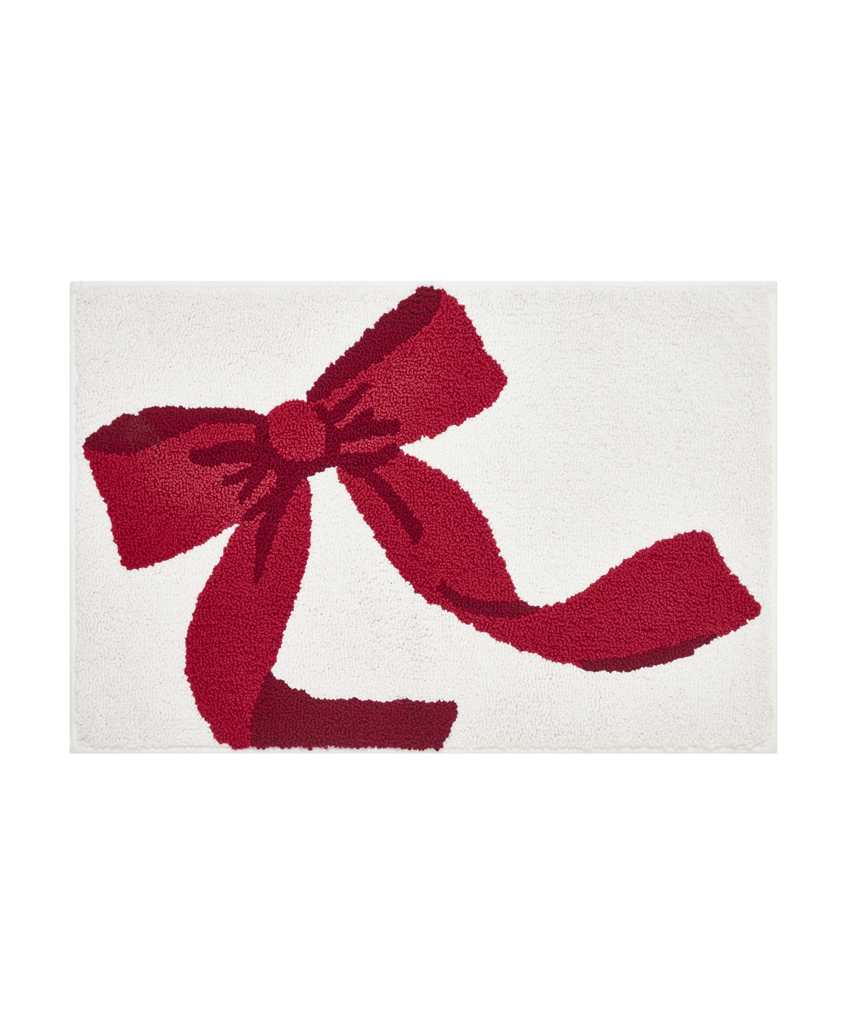 Hallmark Holiday Ribbon Bow Tufted Bath Rug, 20" x 30" - Red, Wihte