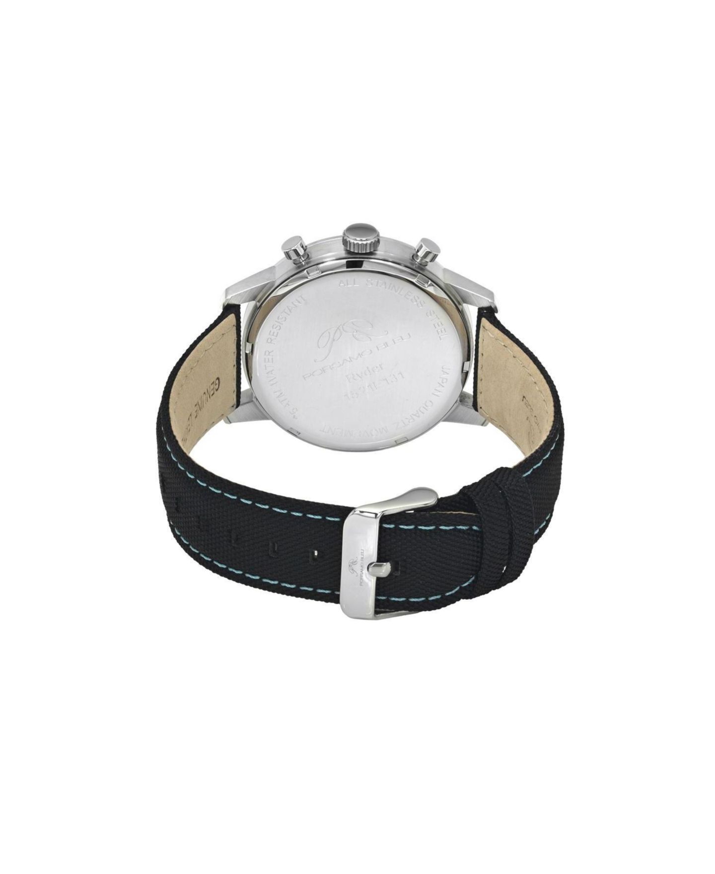 Мужские часы Porsamo Bleu Ryder Chronograph Quartz Canvas Band Watch, 44 mm, цвет: Серебристый / Чёрный — фото 3