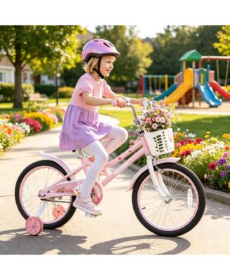 18-Inch Dual-Brake Kids' Bike with Training Wheels and Adjustable Seat, 145 lbs, Ages 4-8