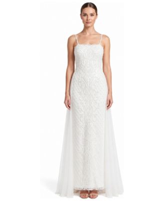 Women's Beaded Spaghetti-Strap Sheath Gown