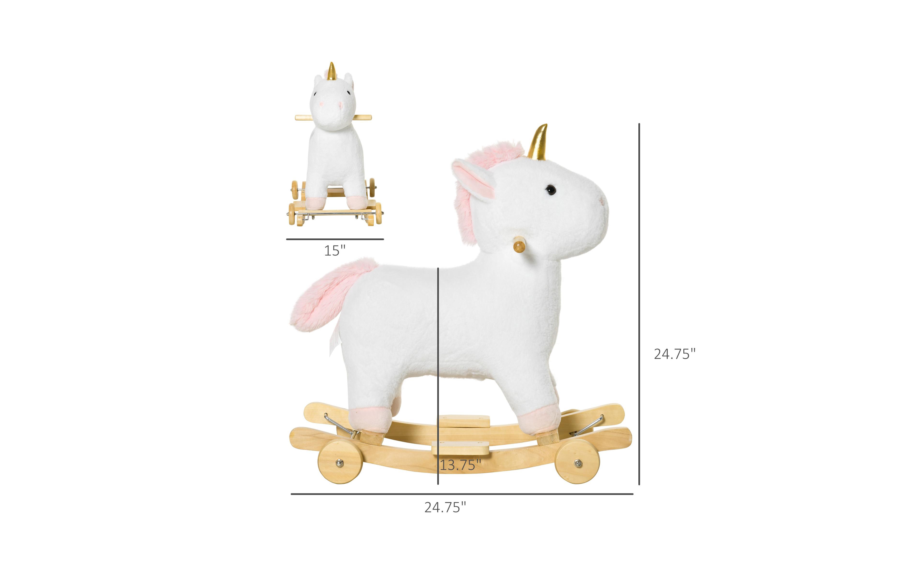 Sevorley Unicorn 2-in-1 Plush Rocking Horse, 99 lb. Capacity, Ages 3-6