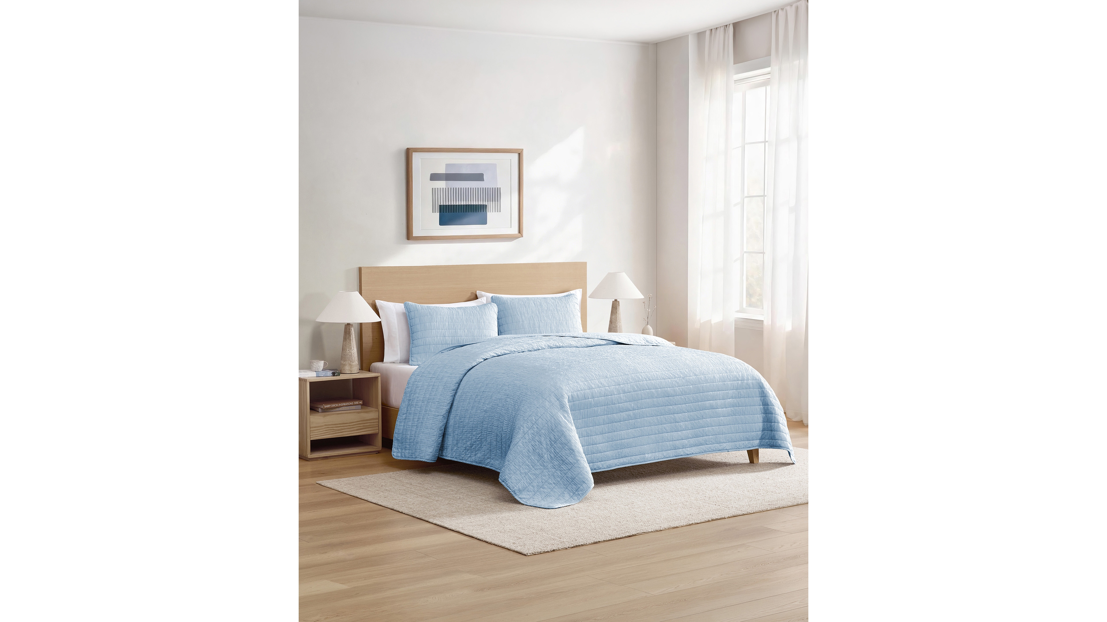 Cathay Home Classic Crinkle Oversized 3-Piece Quilt Set, Full/Queen