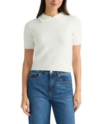 Women's Crochet Sweater with Pearl Detail