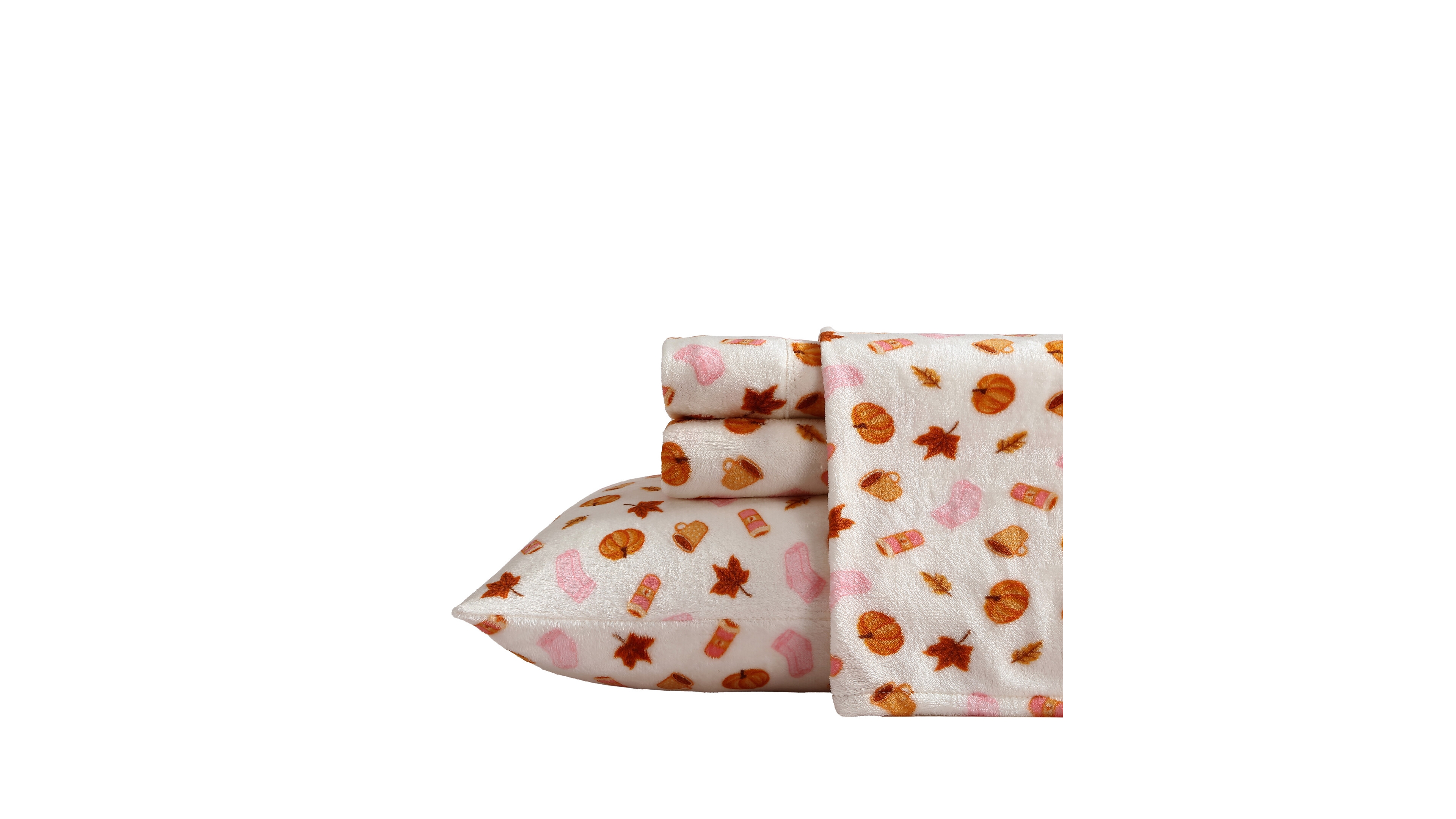 Betsey Johnson Pumpkin Spice Girl Printed Plush Velvet 3-Piece Sheet Set, Twin Xl
