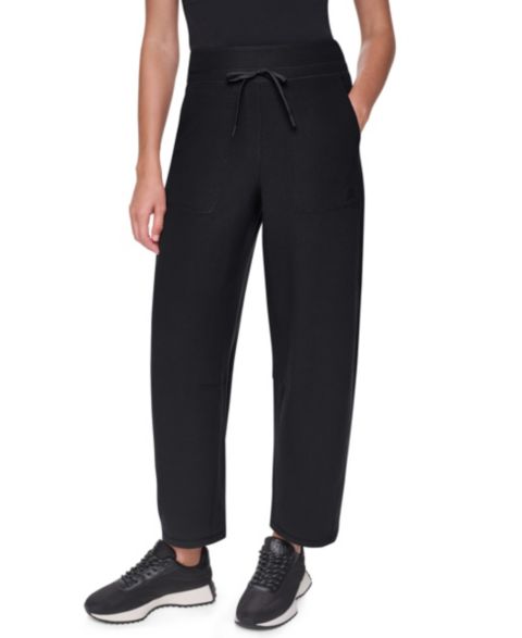 Женские брюки DKNY Sport Transcend Thermal High-Waist Barrel-Leg, цвет: Чёрный