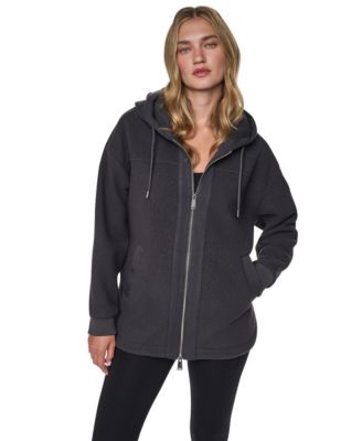 Women's Placid Sherpa Hooded High-Low Curved-Hem Jacket