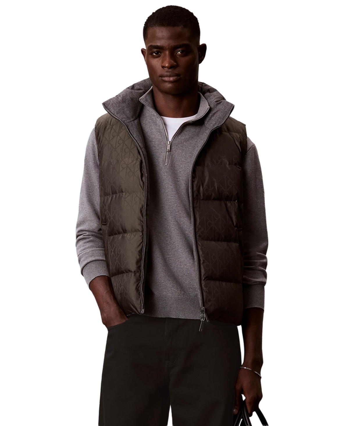 Calvin Klein Men's Reversible Puffer Full-Zip Vest - Beluga