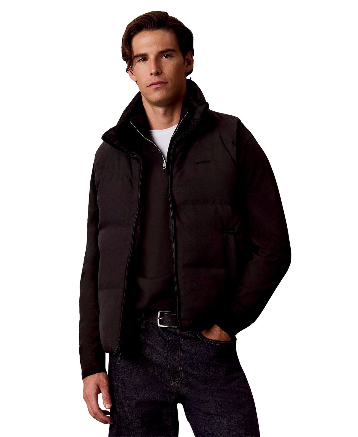 Calvin Klein Men's Reversible Puffer Full-Zip Vest - Black