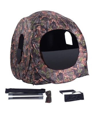 Pop Up Ground Camo Weather Resistant Hunting Tent, 150D oxford and PU coating Construction