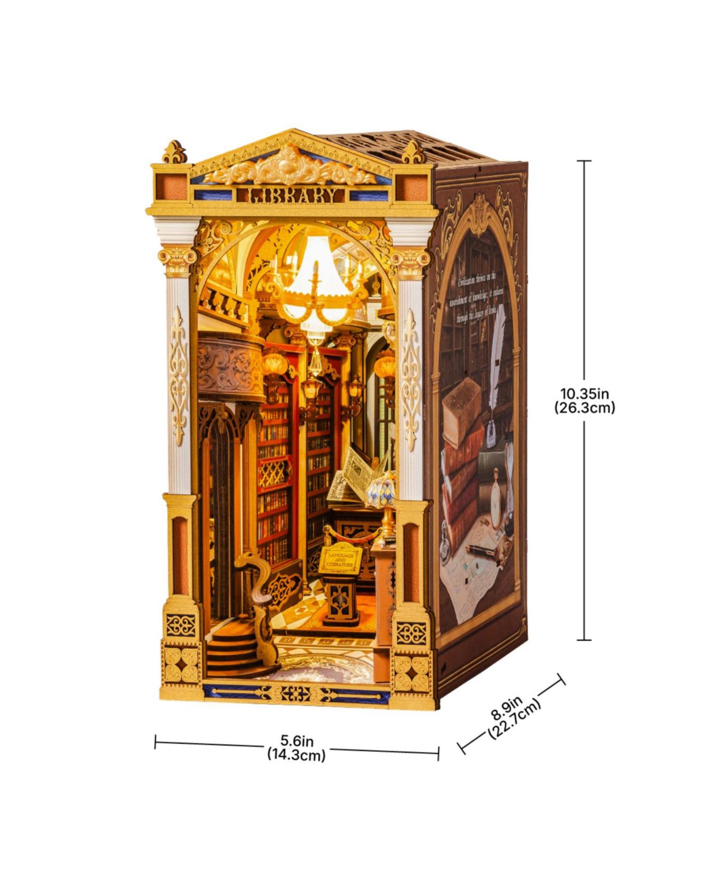 Детский конструктор Robotime Library Book Nook Library of Wonders 3D Wooden Puzzle Building Set with LED Lights, Ages 14+ — фото 4