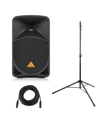 Eurolive B112D 1000W 12inch  Powered PA Speaker System with Wireless Option and Integrated Mixer, Bundle with On-Stage All-Steel Speaker