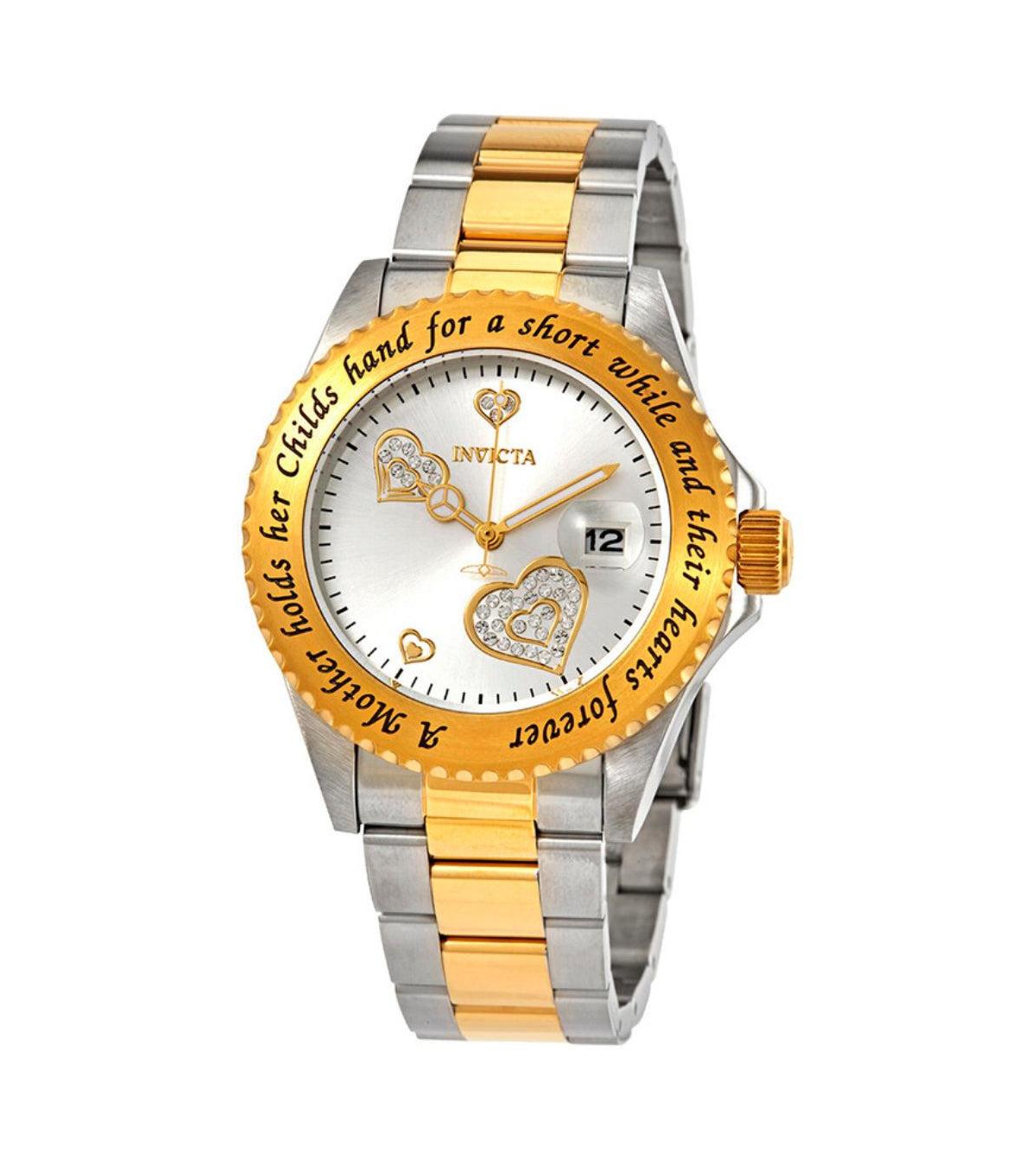 Invicta Women's Angel Quartz Mother of Pearl Two-Tone Stainless Steel Watch, 40mm, 14730 - Gold/stainless steel