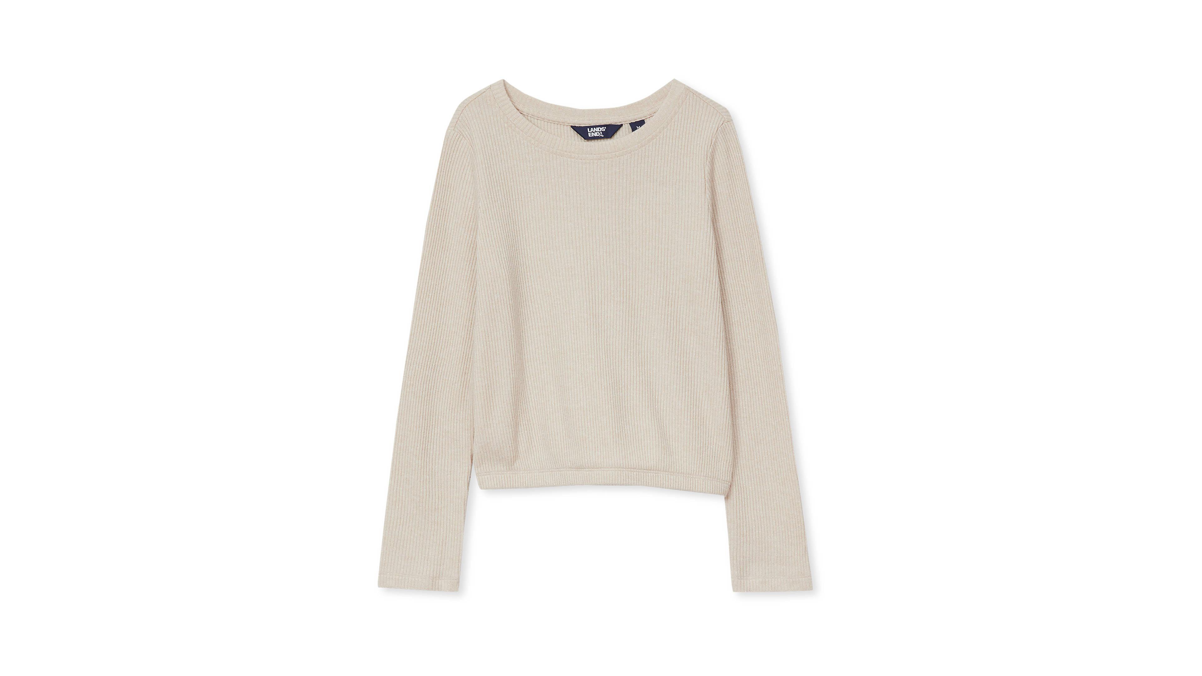 Lands' End Girls (Xs-xl) Long Sleeve Sparkly Knit Top