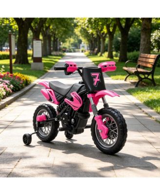 12V Electric Dirt Bike Dual 35W Motors Removable Training Wheels Motorcycle, 55 lbs, Ages 3-6