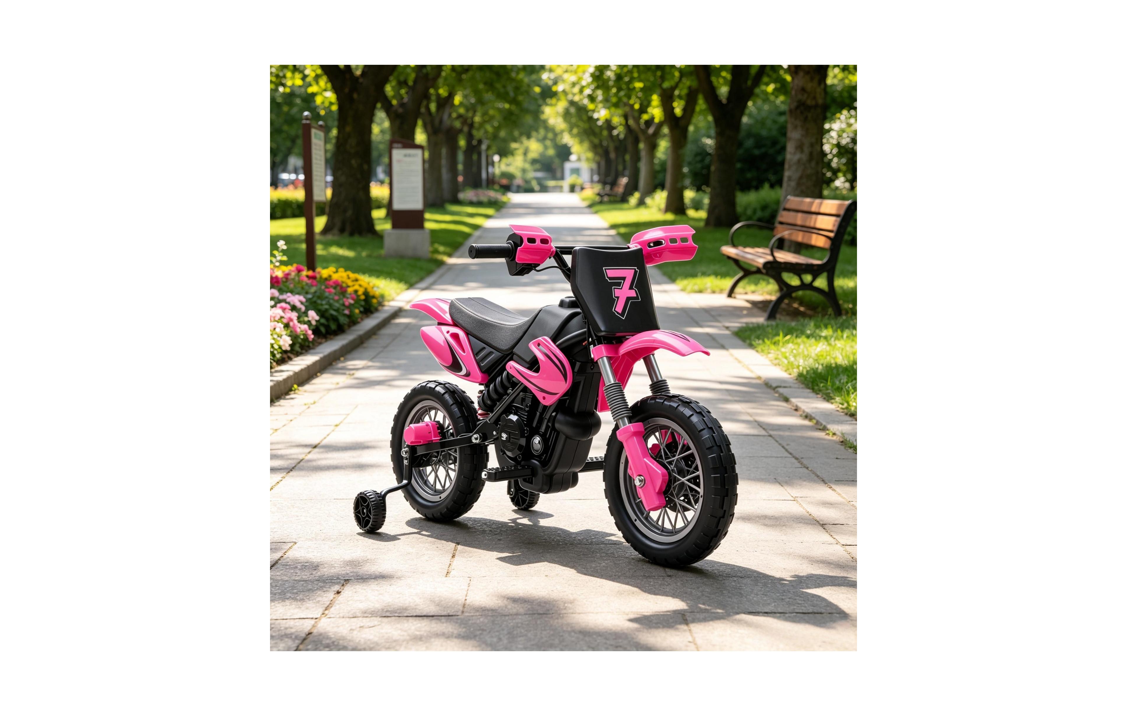 Sevorley 12V Electric Dirt Bike Dual 35W Motors Removable Training Wheels Motorcycle, 55 lbs, Ages 3-6