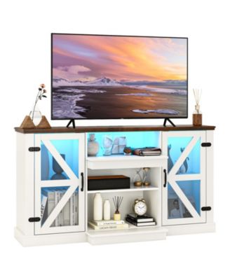 59 Inch Media Console Table with 3-Level Shelves and 22 Dynamic Modes
