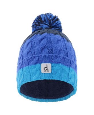 Boys' Cable-Knit Color-Block Pompom Beanie