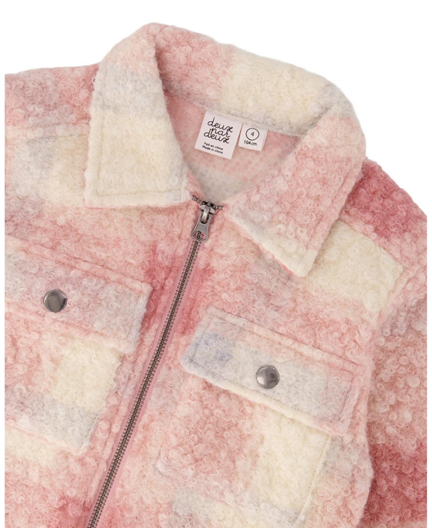Рубашка Deux par Deux Zipped Plaid Overshirt with Chest Pockets для девочек, цвет: Бежевый / Розовый — фото 7