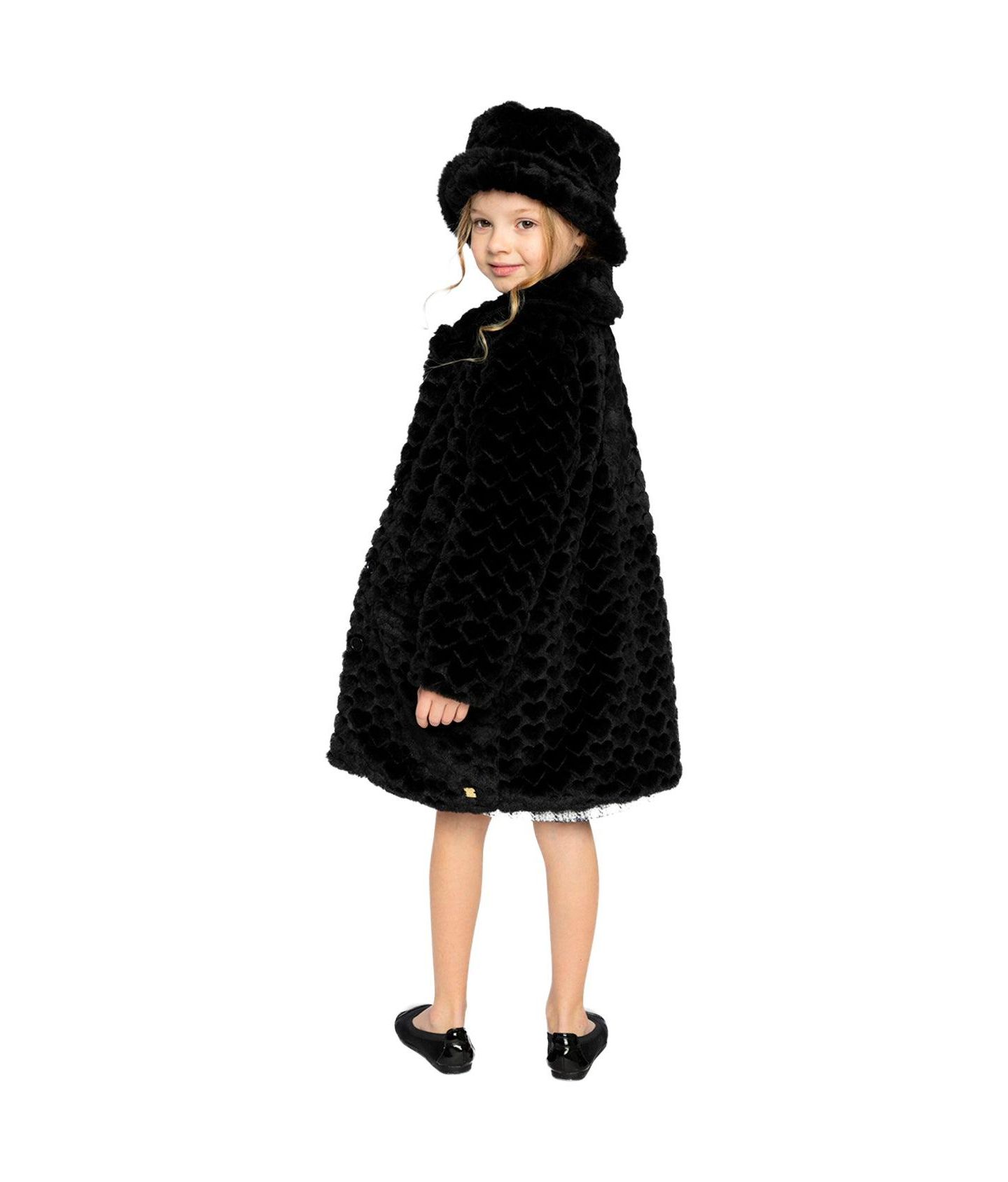 Панама Deux par Deux Faux Fur Bucket Hat для девочек, цвет: Чёрный — фото 5