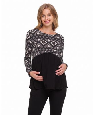 Maternity Color-Block Long-Sleeve Tunic