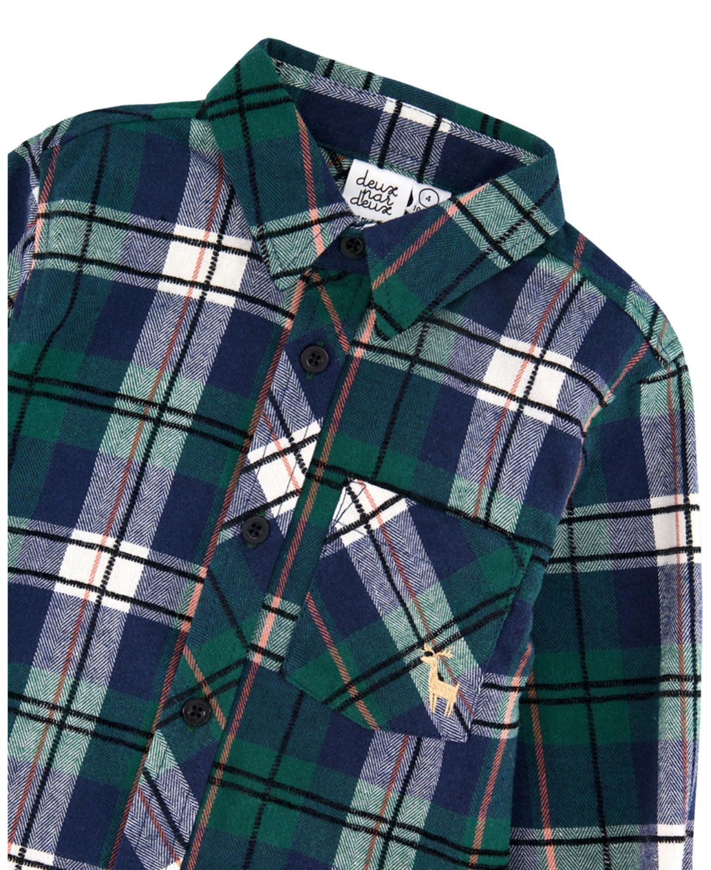 Рубашка Deux par Deux Plaid Shirt для мальчиков-малышей, цвет: Синий / Зелёный — фото 3