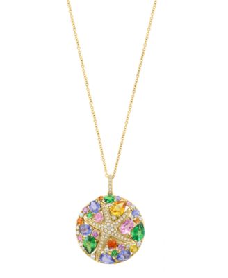 Multi-Sapphire and Diamond Pendant (3/8 ct. t.w., 5-1/2 ct. t.w.) in 14k Yellow Gold
