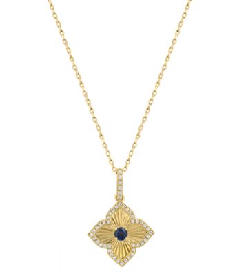 Diamond and Sapphire Pendant (1/6 ct. t.w. Diamond, 1/8 ct. t.w. Sapphire) in 14k Yellow Gold